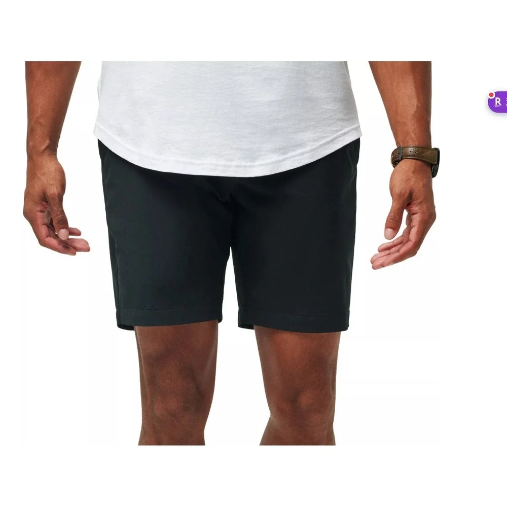 TRAVIS MATHEW Tech Chino Shorts Black Sz 42 Bermuda Golf Shorts 8 in Inseam NEW